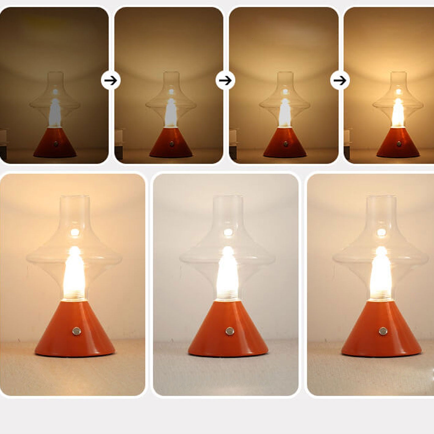 Nordic Retro High Boron Glass USB Charging LED Night Light Table Lamp