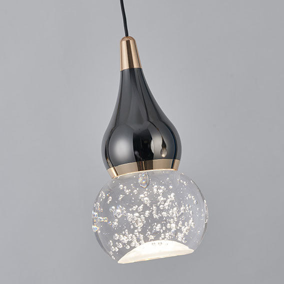 Contemporary Nordic Long Gourd Aluminum Iron Bubble Crystal LED Island Light Chandelier For Dining Room