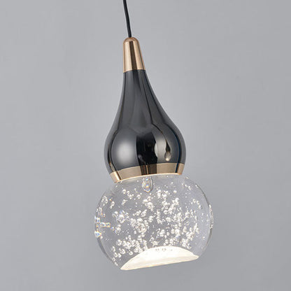 Contemporary Nordic Long Gourd Aluminum Iron Bubble Crystal LED Island Light Chandelier For Dining Room