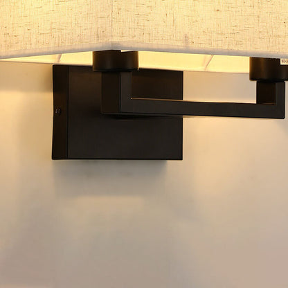 Modern Minimalist Solid Color Rectangular Iron Fabric 1-Light Wall Sconce Lamp
