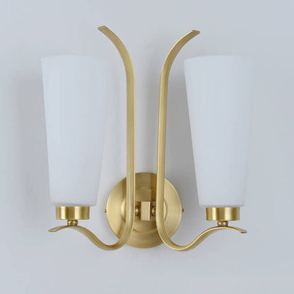 European Light Luxury All Copper Glass 1/2-Light Wall Sconce Lamp