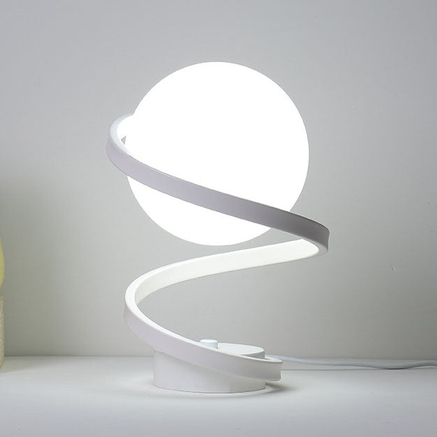 Modern Minimalist Curved Shape Ball Iron Acrylic LED Table Lamp