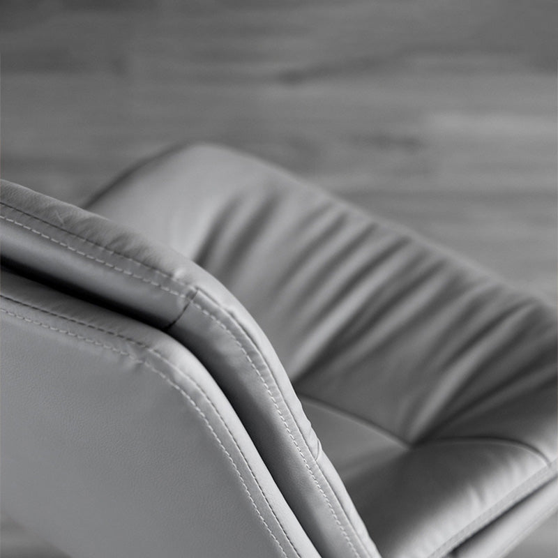 Contemporary Nordic Round Base Rectangle Cushion Nappa Leather Foam Metal Frame Bar Stool Backrest For Dining Room