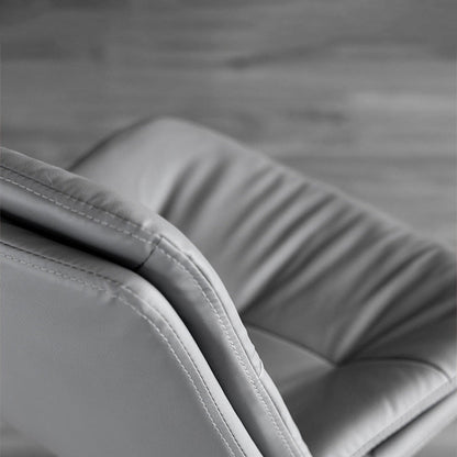 Contemporary Nordic Round Base Rectangle Cushion Nappa Leather Foam Metal Frame Bar Stool Backrest For Dining Room