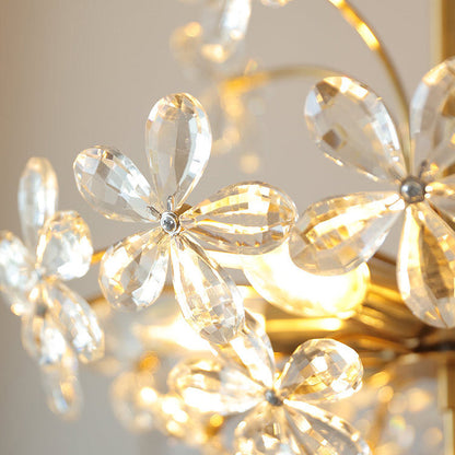 Traditional Vintage Petal Iron Crystal 6/8 Light Island Light Chandelier For Bedroom