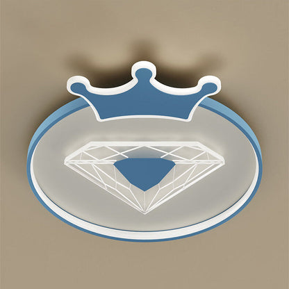 Childlike Cartoon Crown Diamond Design LED Flush Mount Light