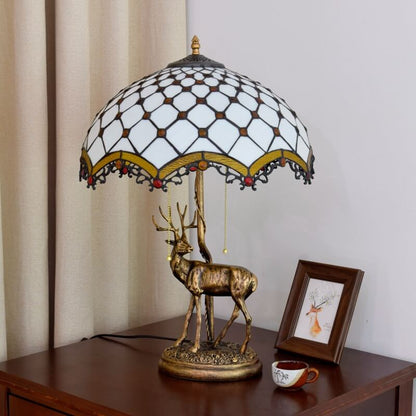 Tiffany Creative Moose Stained Glass 2-Light Table Lamp