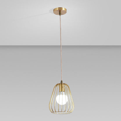 Modern Minimalist Brass Oval Cage 1-Light Pendant Light