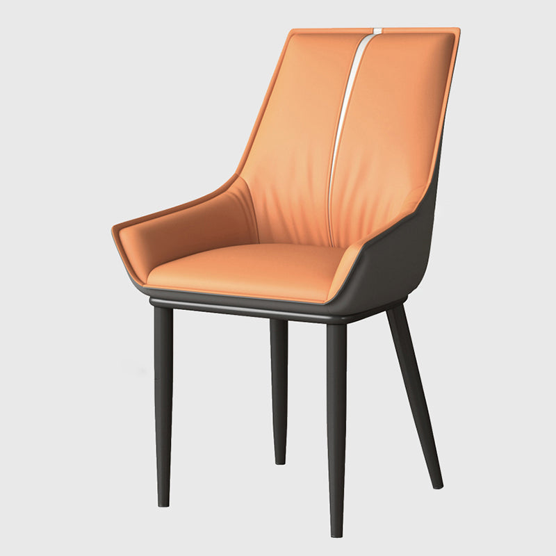 Contemporary Nordic Square Faux Leather Upholstered Dining Chair Backrest Armrest For Dining Room