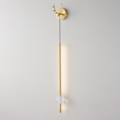 Modern Minimalist Strip Antler Orb Full Copper Crystal Silicone LED Wall Sconce Lamp For Bedroom