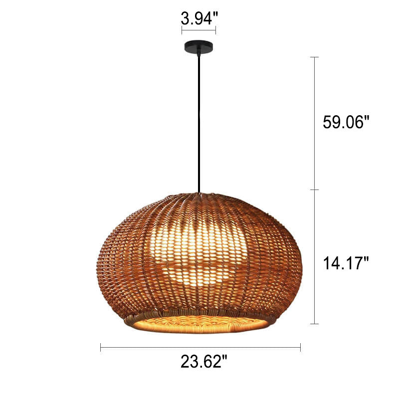 Japanese Minimalist Rattan 1-Light Pendant Light