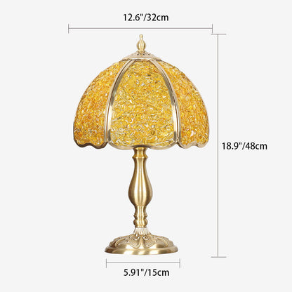 Contemporary Creative Colored Crystal Copper Flower 1-Light Table Lamp For Bedroom