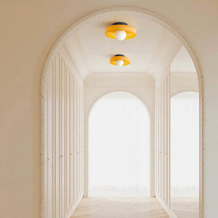 Scandinavian Modern Round Plate Iron Glass 1-Light Wall Sconce Lamp