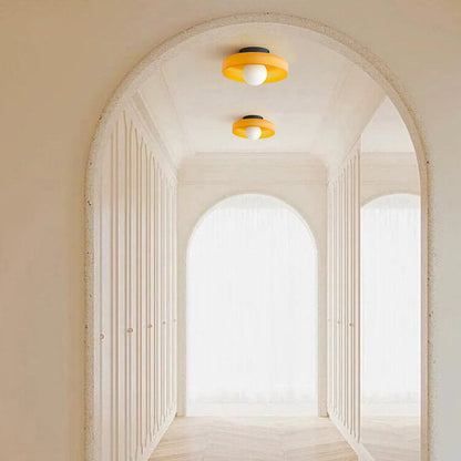 Scandinavian Modern Round Plate Iron Glass 1-Light Wall Sconce Lamp