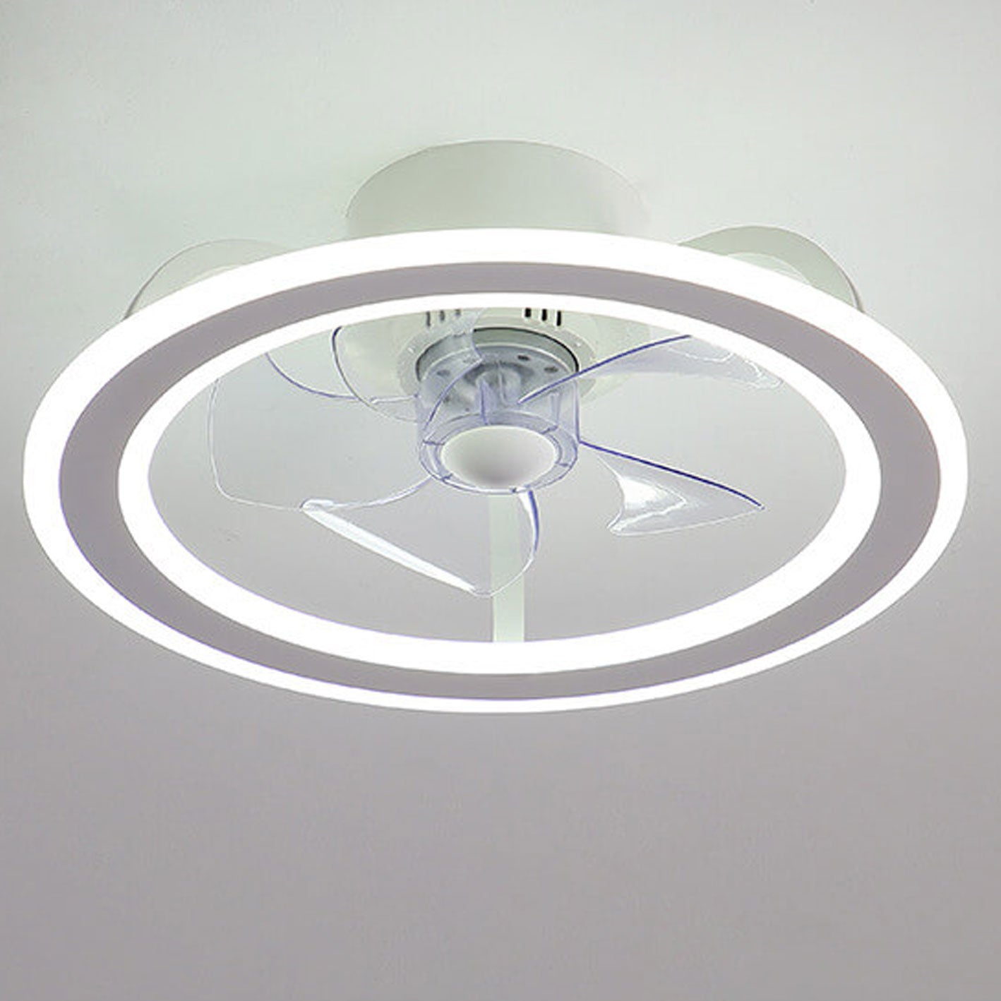 Nordic Creative Round LED Semi-Flush Mount Ceiling Fan Light