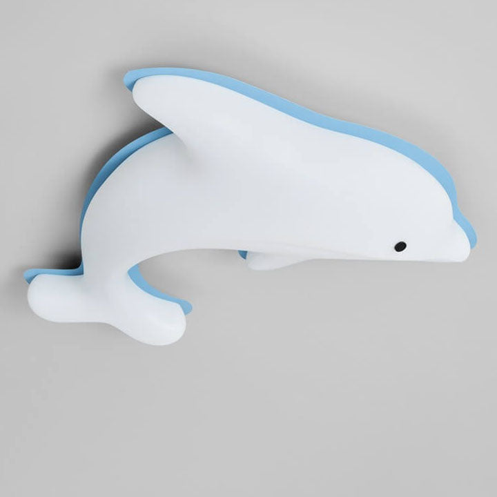 Nordic Cartoon Dolphin Iron PE LED Kids Flush Mount Ceiling Light