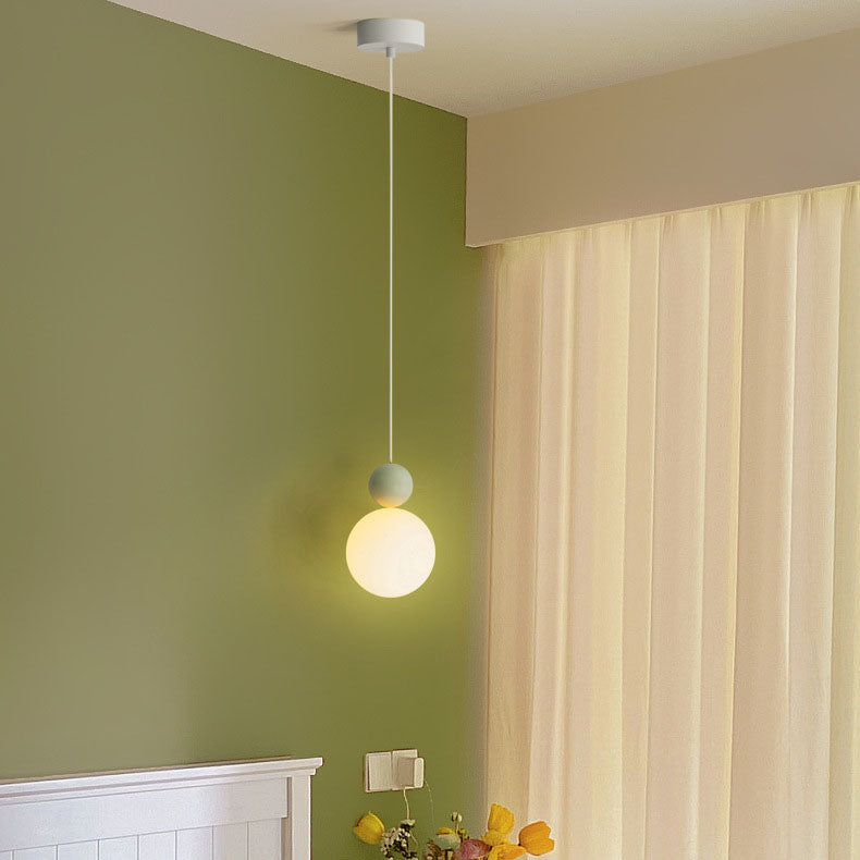 Contemporary Nordic PE Globe Ball Iron 1-Light Pendant Light For Bedroom