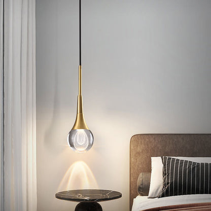 مصباح LED عصري فاخر على شكل دمعة من الزجاج والنحاس 