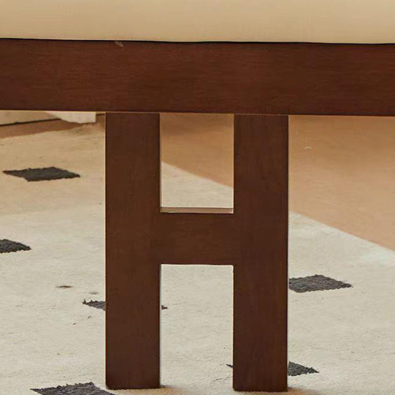 Contemporary Scandinavian Bent Square PU Leather Wood Dining Chair Backrest Arm For Dining Room