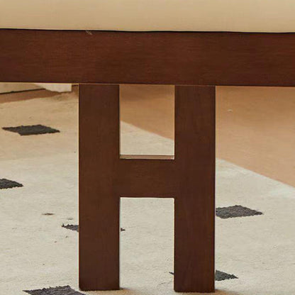 Contemporary Scandinavian Bent Square PU Leather Wood Dining Chair Backrest Arm For Dining Room