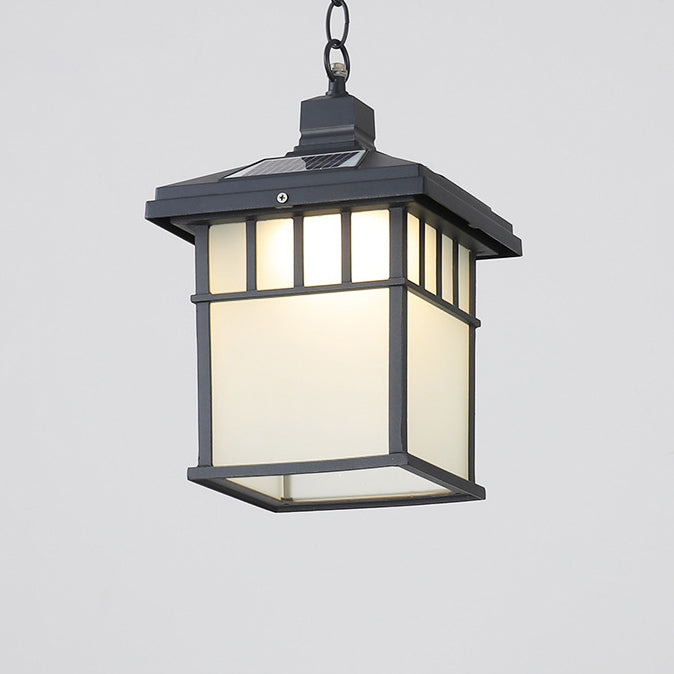 Traditional European Solar Waterproof Aluminum Glass Cubic Pane LED Pendant Light For Garden