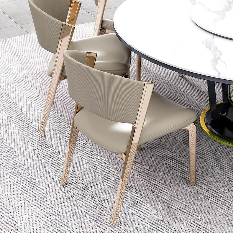 Modern Luxury Square Microfiber Leather Stainless Steel Foam Dining Chair Four Legs Backrest For Dining Room