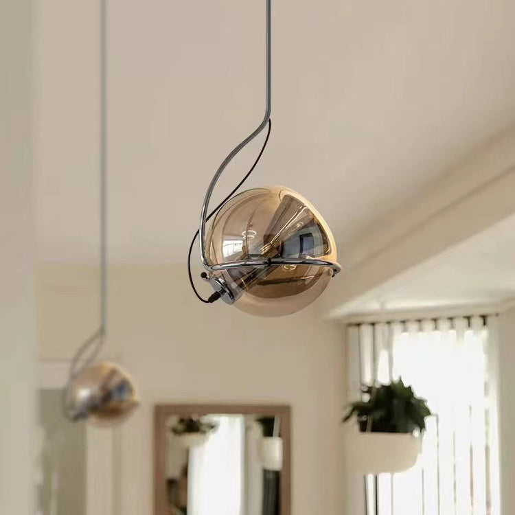 Modern Simplicity Iron Glass Ball 1-Light Pendant Light For Living Room