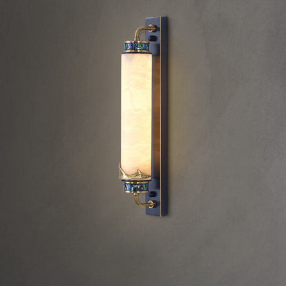 مصباح حائط LED نحاسي بعمود من الرخام الصيني الحديث