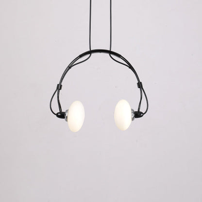 Contemporary Creative Headphone Iron Glass Shade 2-Light Chandelier For Living Room