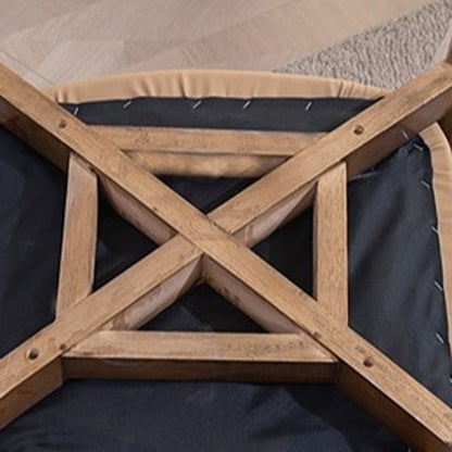 Contemporary Simplicity Square Artificial Leather Upholstered Wood Dining Chair Backrest Armrest For Dining Room