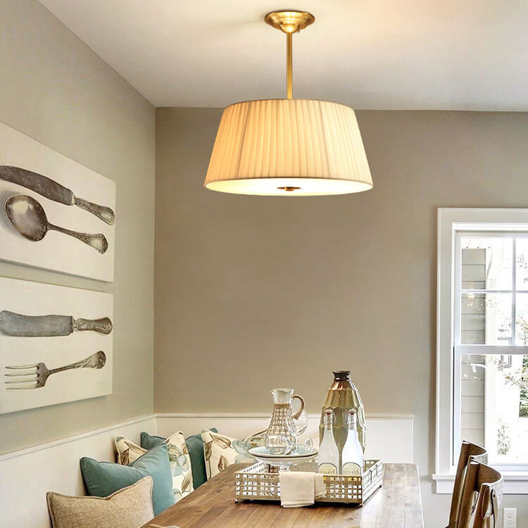 Modern Fabric 1-Light Drum Semi-Flush Mount Lighting