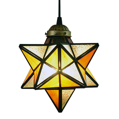 Tiffany Star Shade Icy Clear Glass 1-Light LED Pendant Light