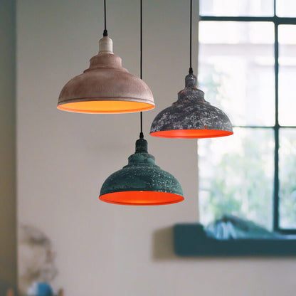 Industrial Vintage Rust 1-Light Dome Pendant Light