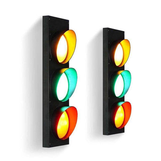 مصباح حائط LED معدني ثلاثي الأضواء بإضاءة إشارة مرور صناعية إبداعية 