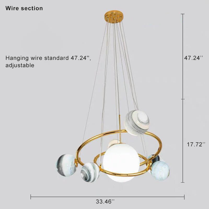 Modern Planet Round Glass 7-Light Chandelier
