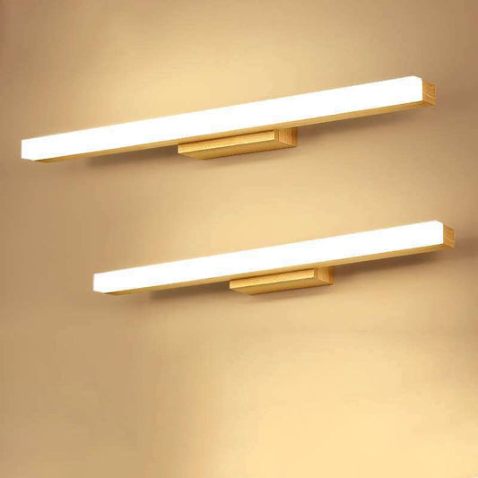 Modern Wood Linear LED Mirror Front Light Wall Sconce Lamps