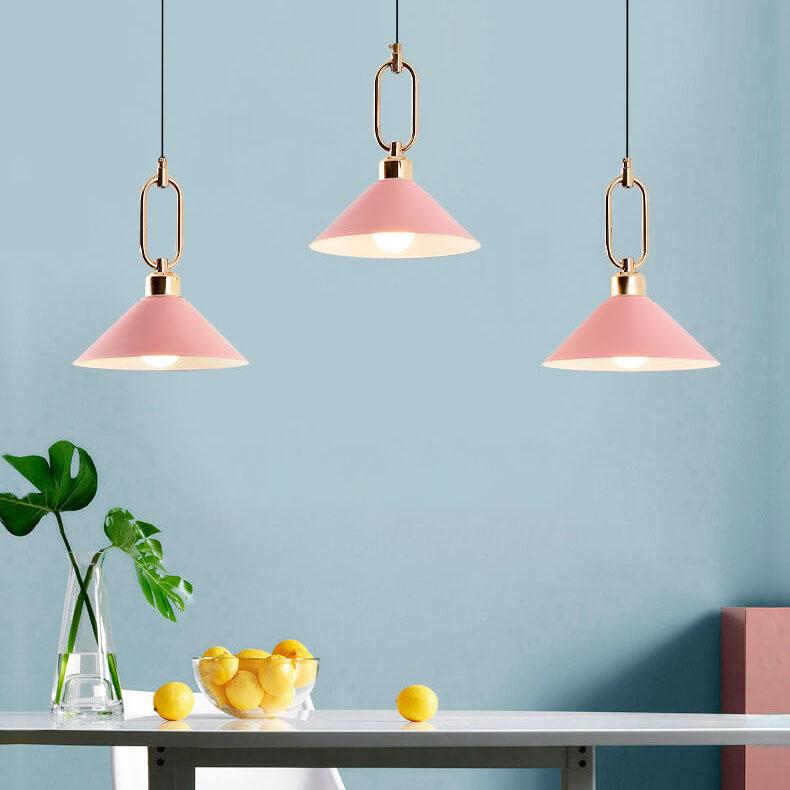 Modern Macarons Umbrella Shade 1/3-Light Metal Ring Pendant Light