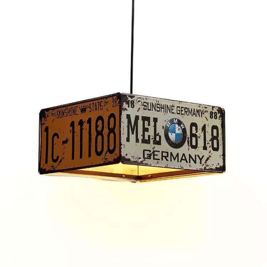 Retro Creative License Plate Metal 3-Light Chandelier