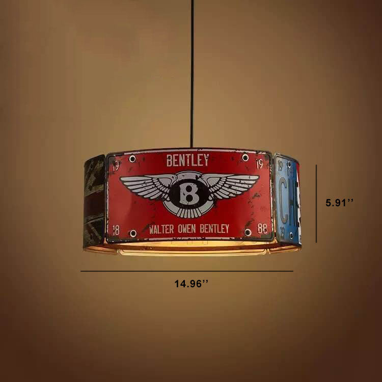 Retro Creative License Plate Metal 3-Light Chandelier
