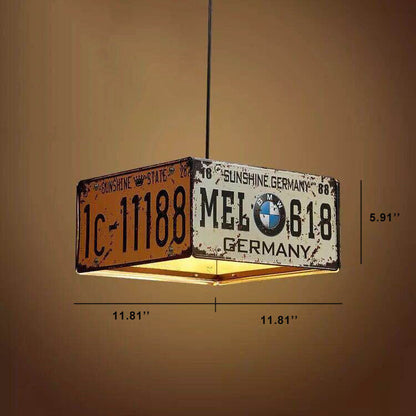 Retro Creative License Plate Metal 3-Light Chandelier