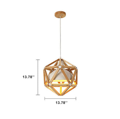 Industrial Simple Wooden 1-Light Rhombus Pendant Light