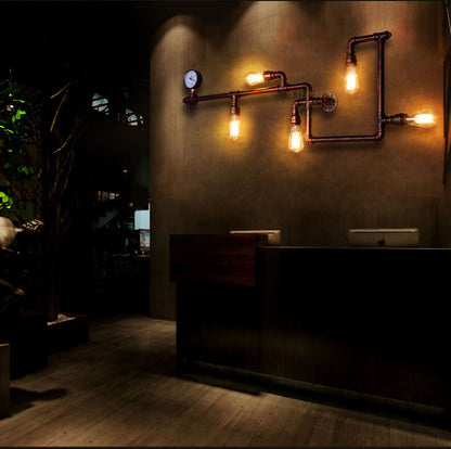 Industrial Maze Pipe 5-Light Wall Sconce Lamp