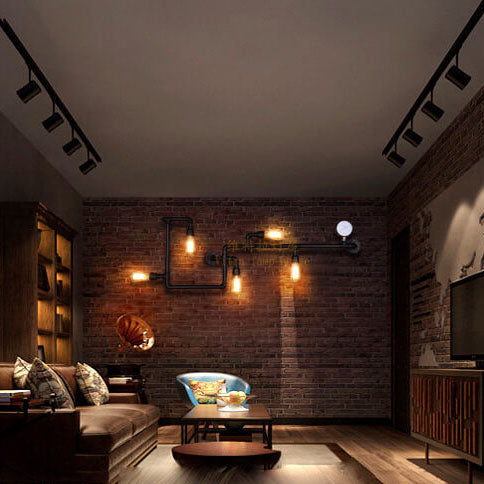 Industrial Maze Pipe 5-Light Wall Sconce Lamp