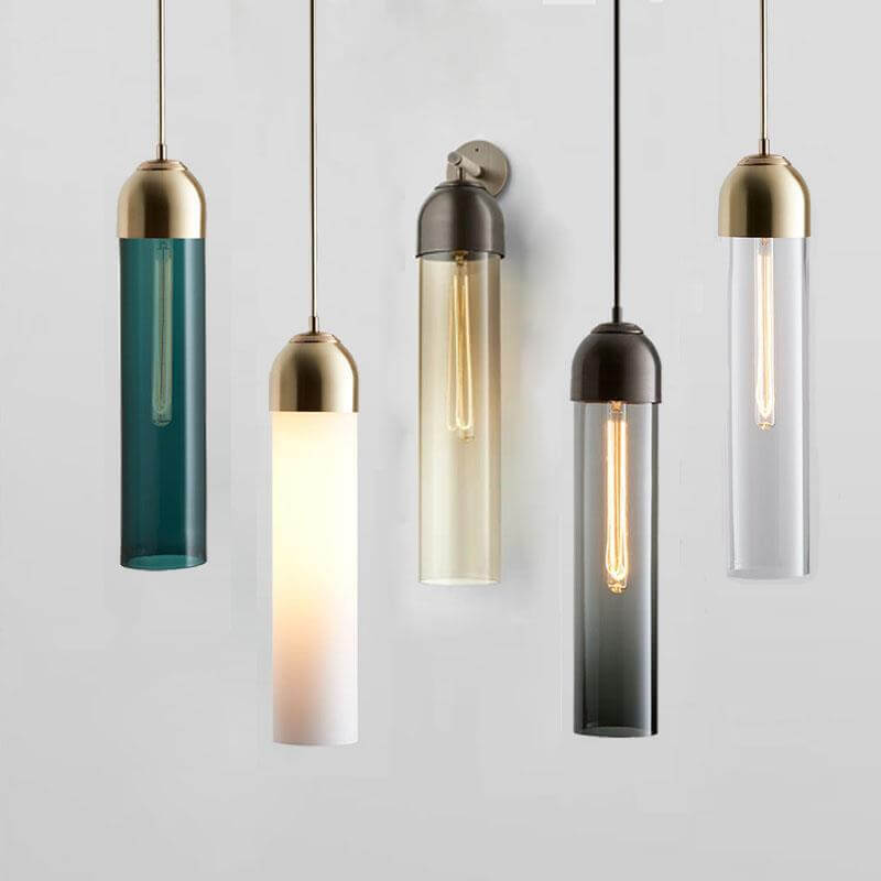 Minimalist Tube-Shaped Glass 1-Light LED Pendant Light