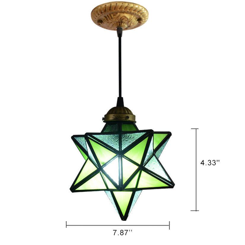 Tiffany Star Shade Icy Clear Glass 1-Light LED Pendant Light