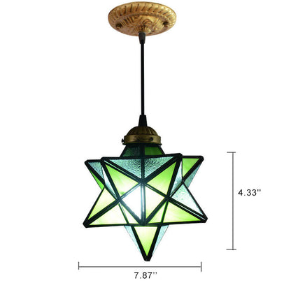 Tiffany Star Shade Icy Clear Glass 1-Light LED Pendant Light