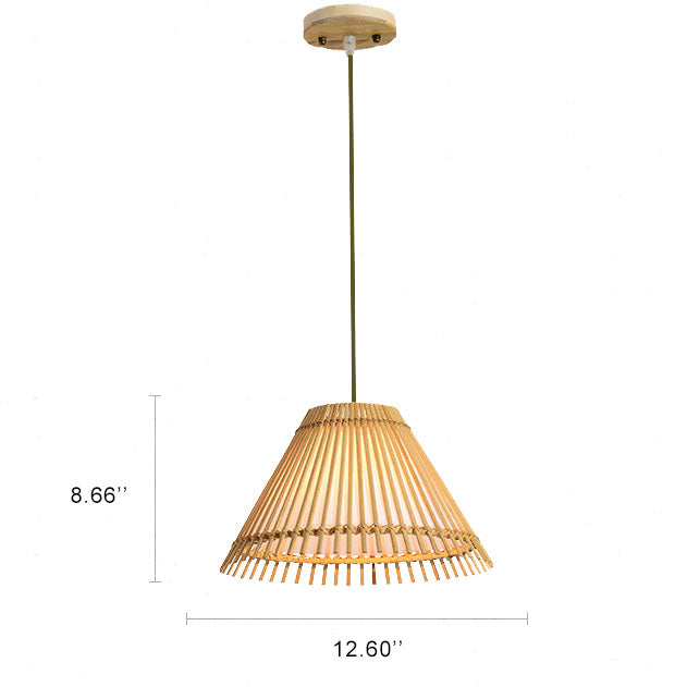Modern Bamboo Weaving 1-Light Beige Dome Pendant Light