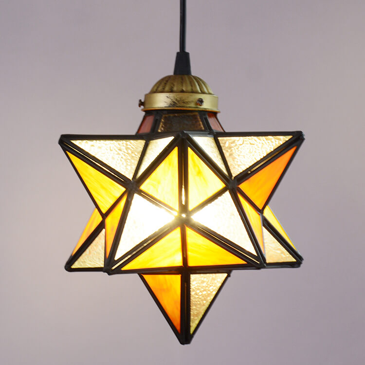 Tiffany Star Shade Icy Clear Glass 1-Light LED Pendant Light