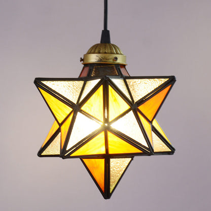 Tiffany Star Shade Icy Clear Glass 1-Light LED Pendant Light