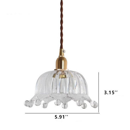 Nordic Simple Crown Glass Brass 1-Light Pendant Ceiling Light